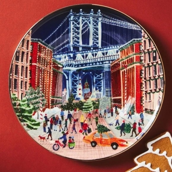 NWT  Anthropologie Holiday In The City Dessert Plate New York City 2024 - Picture 1 of 3